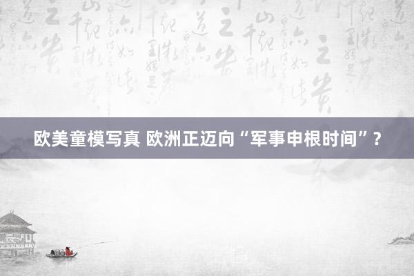 欧美童模写真 欧洲正迈向“军事申根时间”？