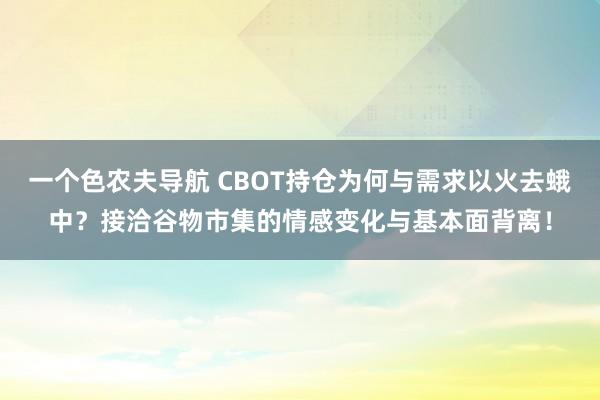 一个色农夫导航 CBOT持仓为何与需求以火去蛾中？接洽谷物市集的情感变化与基本面背离！