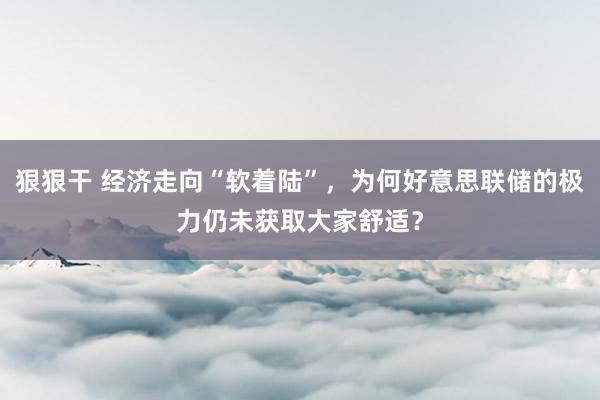 狠狠干 经济走向“软着陆”，为何好意思联储的极力仍未获取大家舒适？