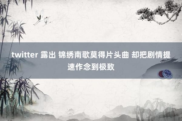 twitter 露出 锦绣南歌莫得片头曲 却把剧情提速作念到极致